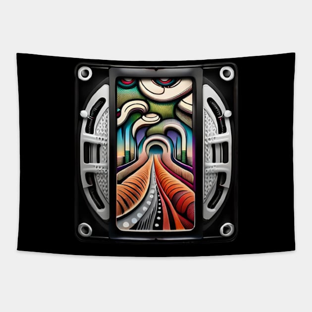 futuristic psychedelic entrance Tapestry by rafaelwolf