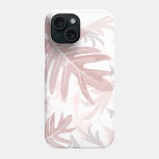 Trio palm leaves pink palepink on white tropical fall TeePublic Phone Case