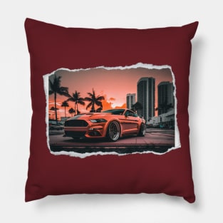 Mustang Inspired Glossy Orange Sports Car Pillow