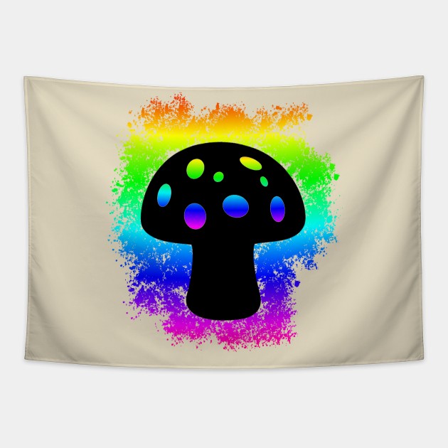 mushroom with colorful rainbow colors Tapestry by SpassmitShirts