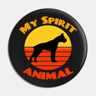 Boxer Dog My Spirit Animal Dog puppy Lover Cute Sunser Retro Funny Pin