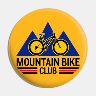 Mountain bike club with a mountain bicycle and geometric mountains Pin