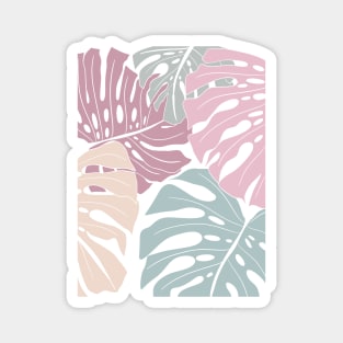 Abstract Pastel Colors Monstera Leaves Magnet