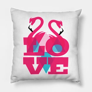 Birds - Pink Flamingos in Love Pillow