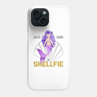 Mermaid: Let's take a shellfie (purple) Phone Case