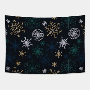 Falling Snowflakes - Art Deco - Minimalist Colorful Holidays Tapestry