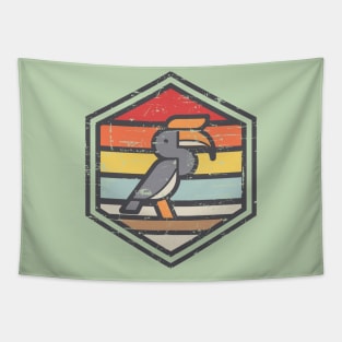 Retro Badge Hornbill Light Tapestry