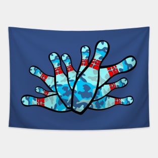 Bowling Blue Camo-Pins Tapestry