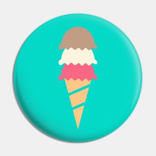 Neopolitan Three Scoop Ice Cream Cone Pin