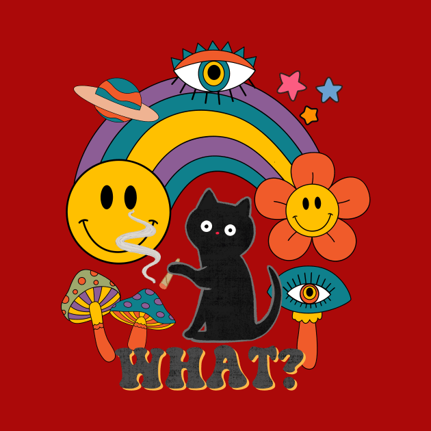 Hippie Cat and Retro Rainbow by ArtsyDenise