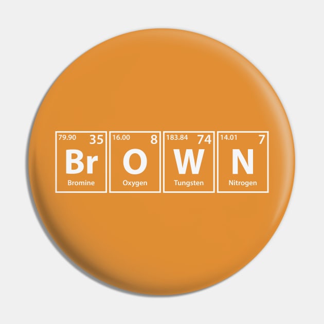 Brown (Br-O-W-N) Periodic Elements Spelling Pin by cerebrands