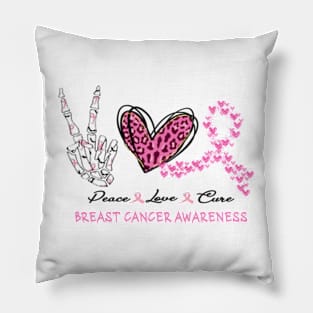 Peace Love Cure Halloween Breast Cancer Shirt Pillow