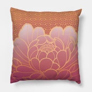 vintage peony flower and sacred geometry pattern Pillow