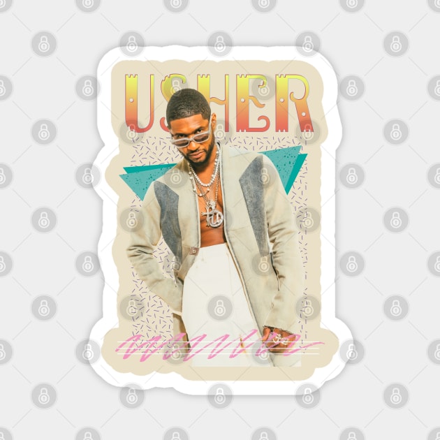 Usher Retro Aesthetic Fan Art Magnet by Piomio