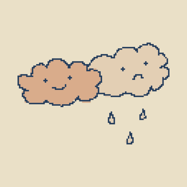 Moody Happy And Sad Clouds Pixel Art by pxlboy