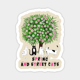 Spring And Street Cats - Cute And Floral Cat Lover Magnet