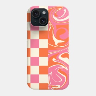 Checks and Swirls - Pink, Orange and Cream Phone Case