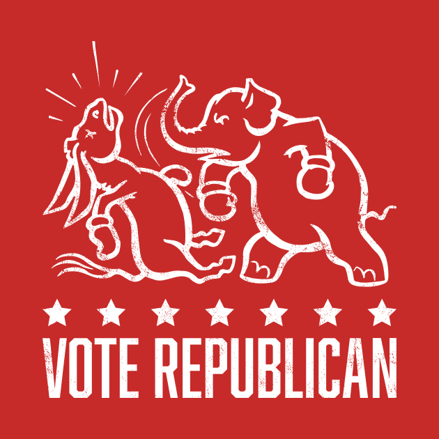 Vintage 1950's Vote Republican Boxing Elephant (White) by From The Trail