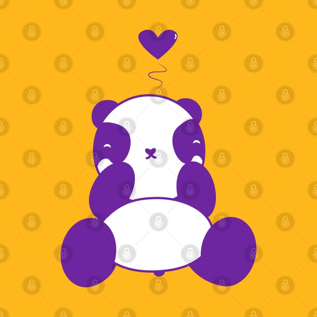 Cute Purple Panda With Heart by SequinFreud