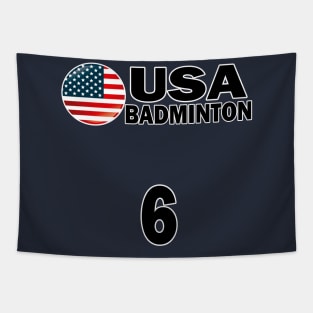 USA Badminton Number 6 T-shirt Design Tapestry