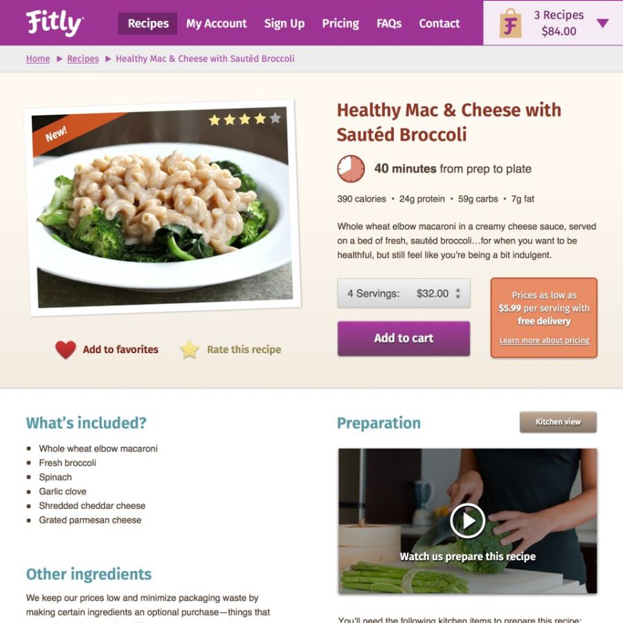 Fitly recipe detail page (desktop)