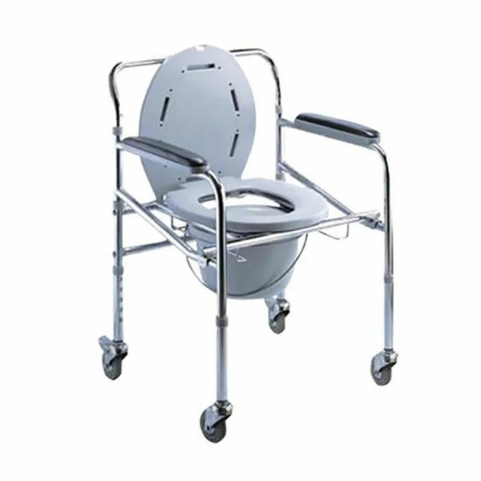 white commode chair with wheel