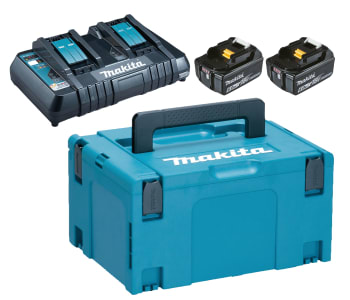 Batterisett 2x18V 6,0Ah inkl. dbl. lader og koffert Makita