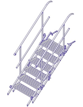 Vivatec byggetrapp 6 trinn m/rekkverk b=1000mm