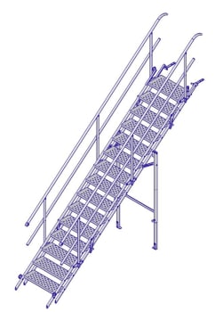 Vivatec byggetrapp 15 trinn m/rekkverk b=700mm