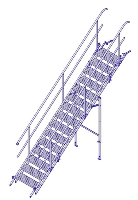 Vivatec byggetrapp 15 trinn m/rekkverk b=700mm