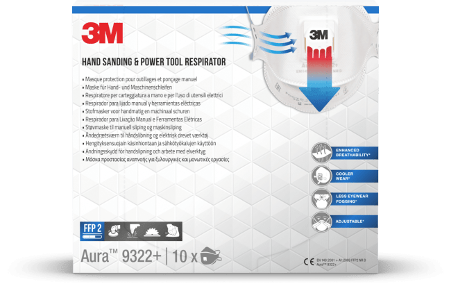 Maske fint støv 3M 9322pro10 FFP2 m/vent (10 stk)