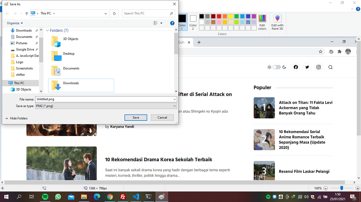 Cara Screenshot di Laptop dan PC menggunakan Shortcut + Paint 3
