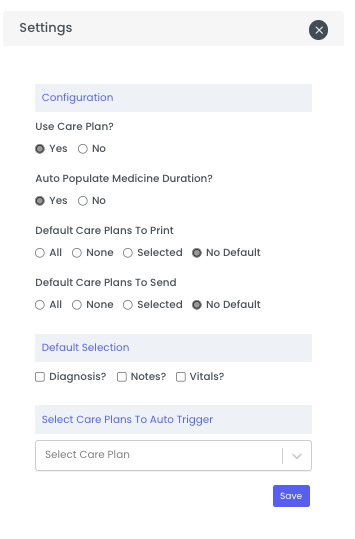 Clinician Settings