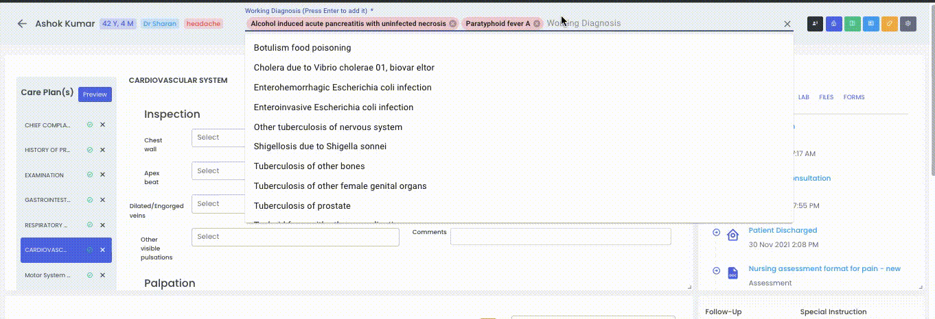 Entering Diagnosis with Assistant