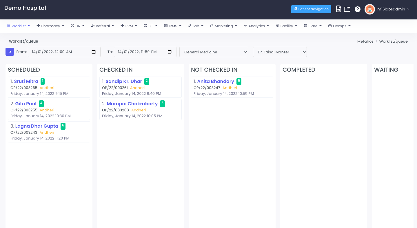 Status reflected in Queue Management