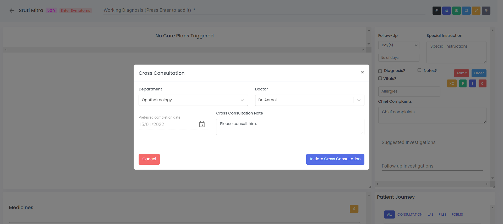 Cross Consultation Modal