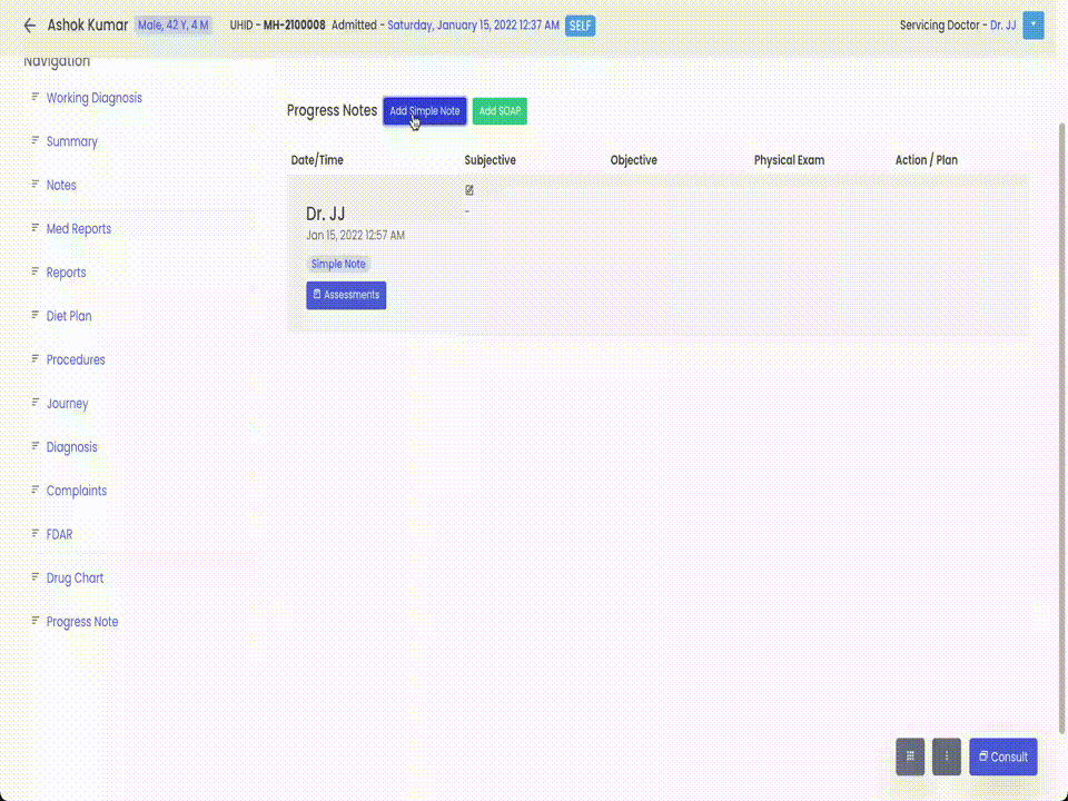 Doctor Adding Progress Notes
