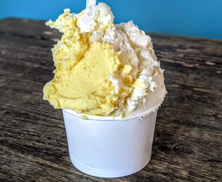 Lilikoi Serrano and Macadamia Nut Gelato from Gypsea Gelato Lilikoi Serrano and Macadamia Nut Gelato from Gypsea Gelato