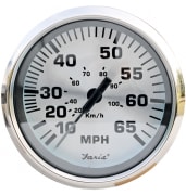 Faria "Spun Silver" Fartsmåler/Speedometer 65mph, pitot - 4"