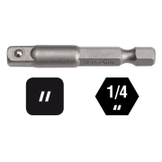 1/4" Pipeadapter for drill, Lengde 50mm, F:1/4"-M3/8"