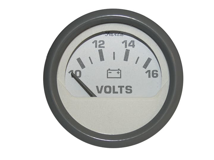 Faria Beede 12911 Euro Voltmeter (10-16 VDC) – 2 Inch White Dial With Black Bezel