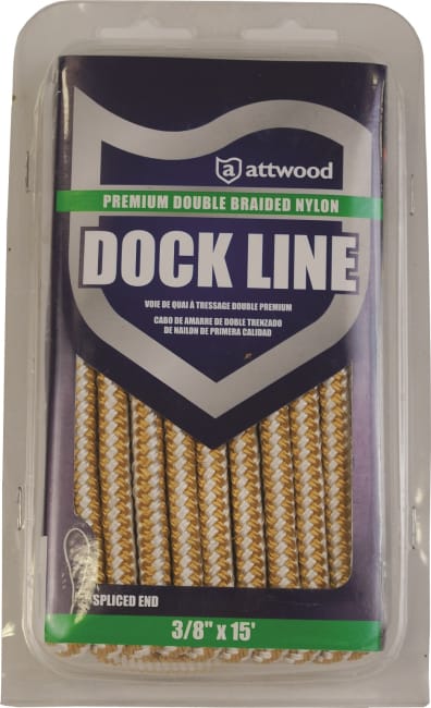 Attwood fortøyningsline, 10mm,4,5 mtr.Gull/hvit