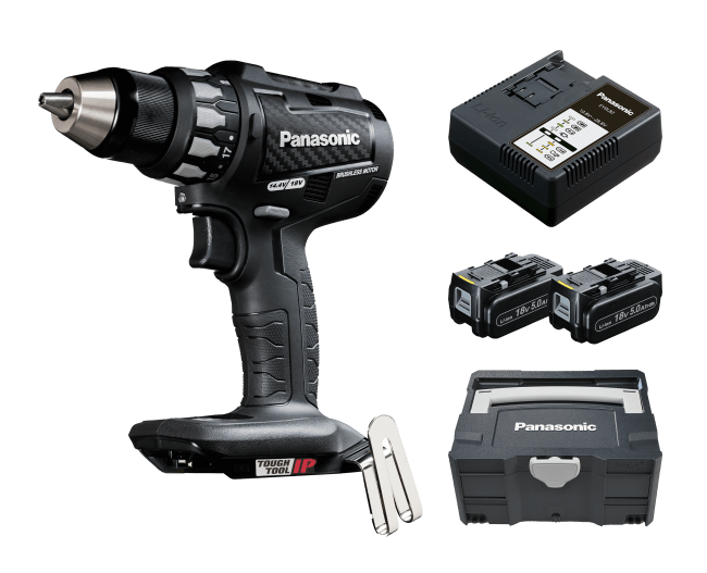 18V 5Ah Drill m/børsteløs motor, 2x batt, lader og koffert