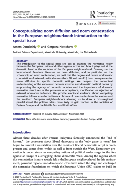 Screenshot des Texts „Conceptualizing norm diffusion and norm contestation in the European neighbourhood: Introduction to the special issue".