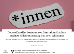 Screenshot des Texts "Deutschland ist besessen von Genitalien: Gendern macht die Diskriminierung nur noch schlimmer"