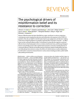 Screenshot des Texts „The psychological drivers of misinformation belief and its resistance to correction“.