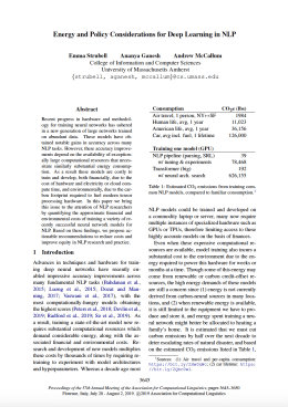 Screenshot des Texts "Energy and Policy Considerations for Deep Learning in NLP".