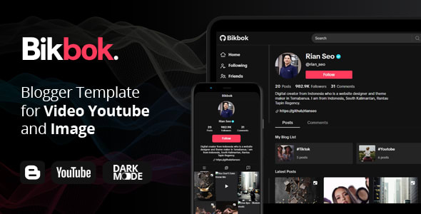 Bikbok - Blogger Template Video Youtube and Gallery Image