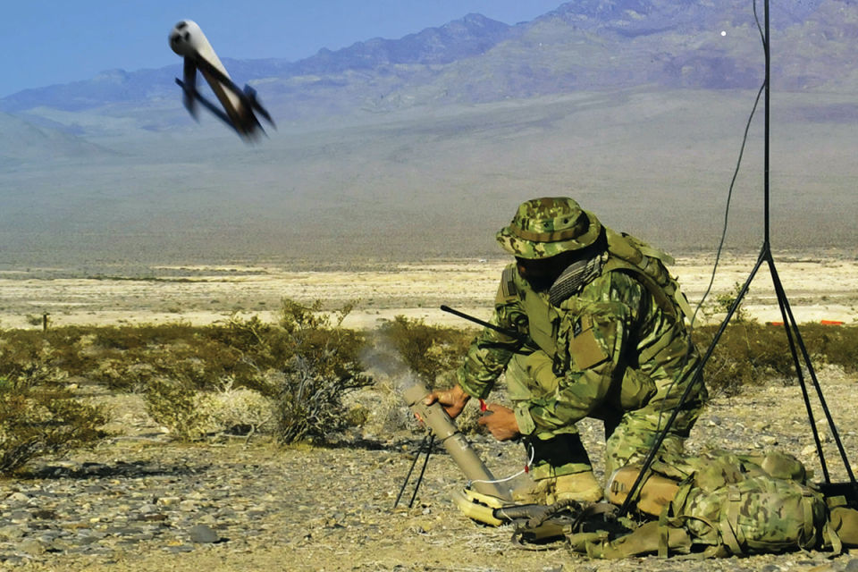 The AeroVironment Block 10C digital Switchblade Tactical Missile System in action