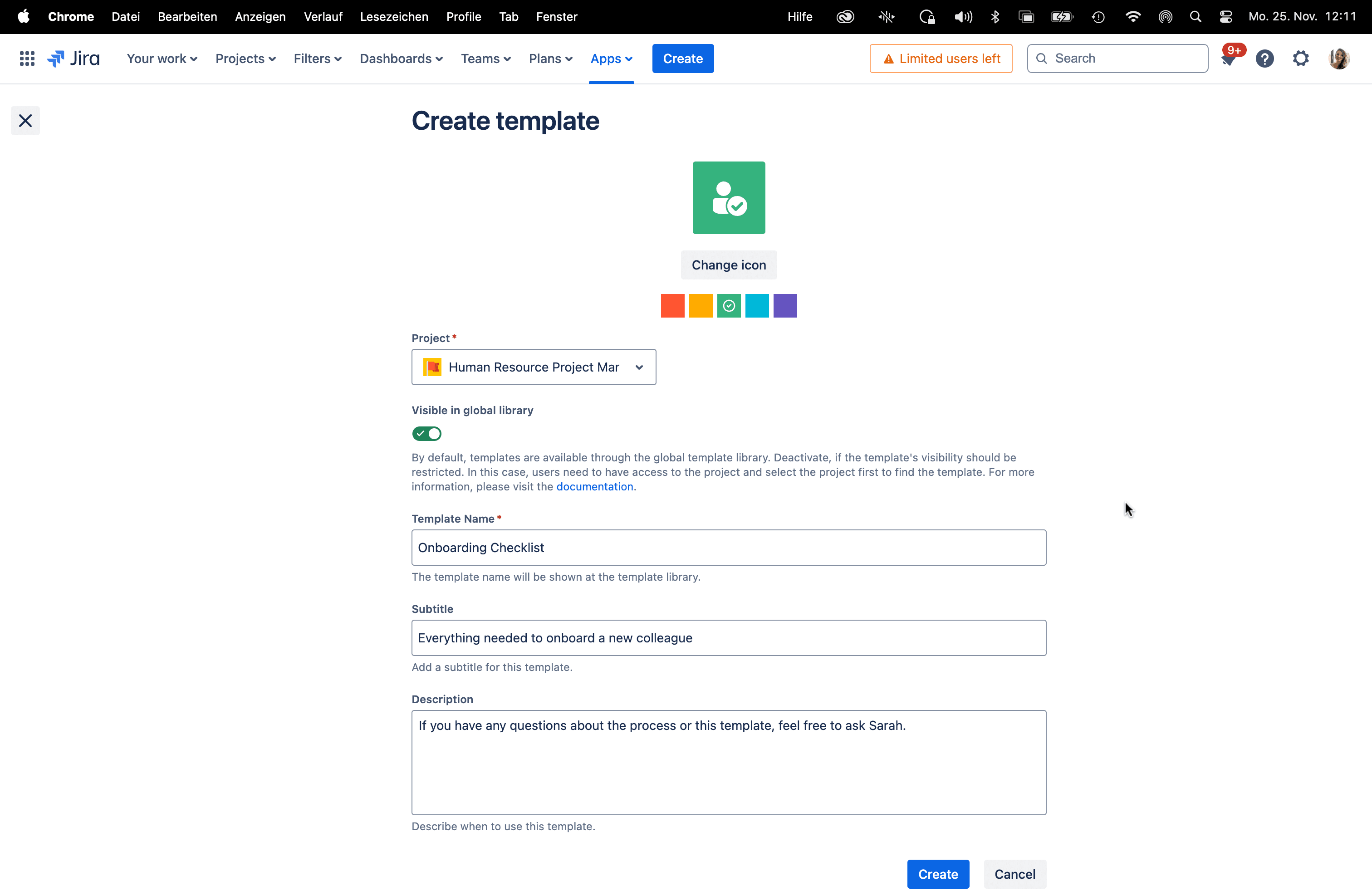 Create Template after adding some details
